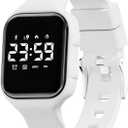 GOLDEN HOUR Kids Digital Sport Watches with Fitness Tracker, Alarm Clock, Stopwatch, No App Waterproof Birthday Gifts for Girls and Boys Ages 4-12 (white)