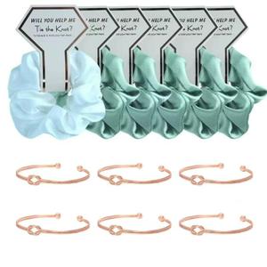 12 Pcs Bridesmaid Proposal Gifts Bridesmaid Hair Scrunchies Knotted Bracelets Bridal Shower Gifts Silk Satin Soft Hair Accessories for Wedding Party Favors