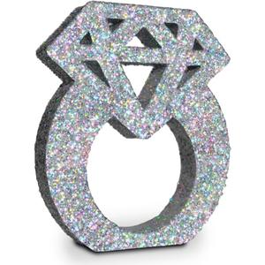 Engagement Decorations Silver Glitter Diamond Ring Sign Centerpieces for Table Decoration,Bridal Shower Decorations Wedding Anniversary Supplies