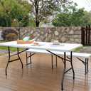 pollilar 6FT Folding Table Plastic 6 Foot Foldable Table HDPE Portable Banquet Surface Fold-in-Half Desk Utility for Working Meeting,Parties, Picnic, Camping, Weddings, Catering, Garden Dining-White