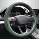 LKWLIKEI Car Steering Wheel Cover, Universal 15 inch, the Latest Microfiber Leather Breathable Technology Fabric, Non-Slip, Comfortable, Warm in Winter and Cool in Summer, Green