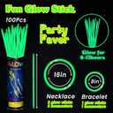 100 Pack 8" Green Glow Sticks Bulk - Glow Necklaces & Bracelets with Connectors, Bright Neon Glow in The Dark Party Favors Supplies for St Patricks Day Christmas Halloween Birthday New Year Carnival
