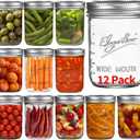 eleganttime Wide Mouth Mason Jars 16 oz,12 Pack Canning Jars with Lids,Airtight Container Glass Jars for Candles,Home Decor,Overnight Oats,Fruit Preserves,Jam or Jelly