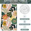 Boho Floral Kitchen Towel Vintage Flower Dish Towel 18 x 28 Inch Hand Drying Tea Towel for Cooking Baking Party Supplies, 2Pcs