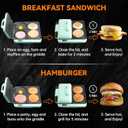 Baker's Friend Breakfast Sandwich Maker, Nonstick Electric Griddle & Grill Combo, 3 in 1 Breakfast Station, Make Egg Muffin Sandwiches Burgers Hot dogs & Pancakes, Includes Burger Press, Tong & Brush