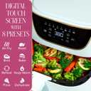 Paris Hilton Air Fryer, Large 6-Quart Capacity, Nonstick Made without PFAS, Touchscreen Display, 8-in-1 (Air Fry, Roast, Broil, Bake, Reheat, Keep Warm, Pizza, Dehydrate), Dishwasher Safe, Aqua