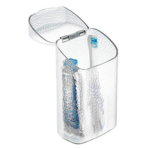 iDesign 53450 Rain Toothbrush Holder Dental Center for Toothpaste, Electric Toothbrush, Water Flosser, Bathroom Countertop Organizer, Clear
