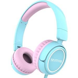 V1 Kids Headphones, Wired Stereo Foldable Tangle-Free 3.5mm Adjustable On-Ear Headphones for Kids for School/Toddlers/Childrens/Teens/Boys/Girls/Ipad/Tablet/Kindle/Phones/Travel/Plane (Cyan)