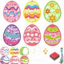 Ctosree 24 Sets Easter Egg Crafts Kit DIY Tissue Paper Crafts Make Your Own Easter Egg Hanging Ornaments for Home Game Activities Art Project Decoration