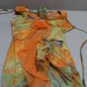 Floerns Women's Summer Mini Dress Ruffle Trim Deep V Neck Halter Floral Mesh Vacation Dresses