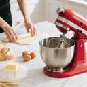 3-Piece Stainless Steel Mixer Attachment Kit for KitchenAid 4.5/5 QT Tilt-Head Mixers, K45WW Wire Whip, K45DH Dough Hook & K45B Coated Flat Beater, Baking Essentials Set, Dishwasher Safe