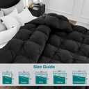 KAKABELL Pinch Pleat Goose Down Feathers Fiber Comforter King Size All Season-Ultra Soft and Cozy Noiseless Duvet Insert with Egyptian Cotton Blend Cover,Fluffy Warm Comforter Insert(Black,90"X106")