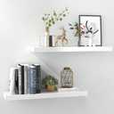 White Floating Shelves for Wall-24in Wall Mounted Display Ledge Shelves Perfect for Bedroom Bathroom Living Room and Kitchen Decoration Storage (Set of 2)