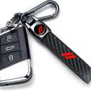 Carbon Fiber Style Genuine Leather Car Keychain Keyring Accessories for Challenger Dakota Charger SRT 392 Avenger Durango (//)