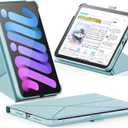 INFILAND Case for iPad mini 7 (A17 Pro) 2024 / iPad mini 6 2021, Magnetic Origami Slim Protective Case, Book-Style Foldable Cover with Pencil Holder, Multi-Angle Stand, Auto Wake/Sleep, Sky Blue