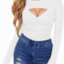 HERLOLLYCHIPS Womens Long Sleeve Tops Cold Shoulder Scoop Neck Zipper Front Fitted Shirts, XS