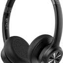 TECKNET Wireless Headset, Bluetooth Headset with AI Noise Cancelling Microphone - Rechargeable Bluetooth V5.2 Headphones, 50H Playtime & Mic Mute, On Ear Headphones for Trucker/Remote Work/Call Center (Deep Black)