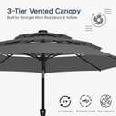 10FT Patio Umbrella 3 Tiers Outdoor Market Umbrella w/Push Button Tilt, Crank, UV and Waterproof Table Umbrella for Garden, Pool, Backyard, Deck, Lawn, Grey