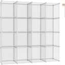 C&AHOME Cube Storage Organizer, 16-Cube Shelves Units, Plastic Storage Cubes, DIY Closet Organizer, Modular Closet Storage Shelf Ideal for Home, 48.4" L  12.4" W  48.4" H Transparent Twill UPCS16T