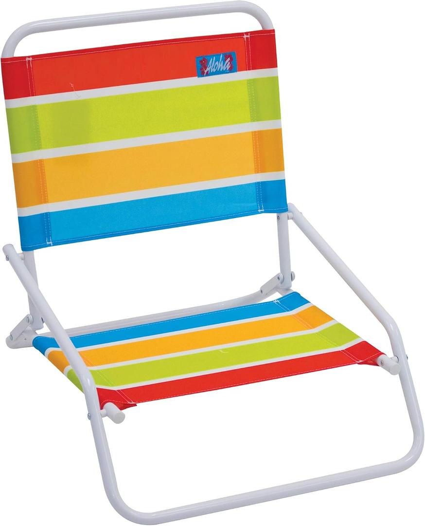 Rio Brands 1-Position Low-Profile Folding Beach Chairs, Lightweight Steel Outdoor Portable Camping Chairs, Supports up to 190 lbs.