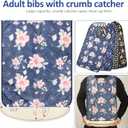 Bravace 4 Pack Adult Bibs for Eating Waterproof Clothing Protector with Detachable Crumb Catcher Adult Bibs for Women and Men (Colorful Big Flower)