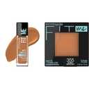 Maybelline Fit Me Matte + Poreless Liquid Foundation Makeup & Pressed Powder Face Makeup, Warm Coconut & Coconut, 1 Count Each