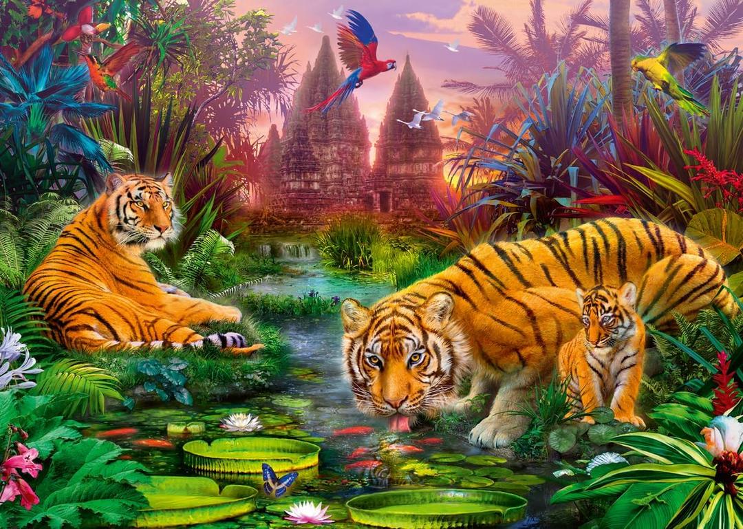 Wonder Forge Tiger Family 1000 Piece Jigsaw Puzzle for Adults | Unique, Perfectly-Fitting Pieces | Fun, Vibrant Imagery |