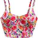 Floerns Women's Floral Print Sweetheart Neck Camisole Asymmetrical Hem Corset Bustier, XL