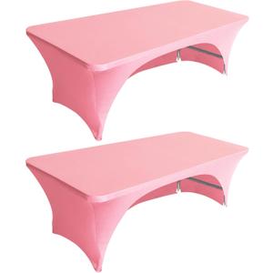 Eurmax USA Spandex Table Cover - 4 ft. Fitted, 30+ Colors, Polyester Stretch Table Toppers, 2 Pack (Hot Pink)