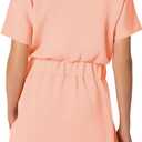 SENSERISE Womens Short Sleeve T Shirt Dresses Crew Neck Solid Color Basic Smocked Waist Dress with Pockets (Pink, L)