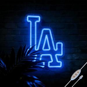 Dodgers Neon Signs for Wall Decor, LA Baseball Team Logo Neon Light, LED Decor for Man Cave, Game Room, Party, Bar, Bistro, Club, Office (15"L x 10"W)