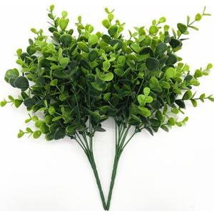 Artificial Eucalyptus Plant Decoration, Fake Leaves Eucalyptu Shrubs Branches Faux Greenery Leaf Bud Stems Grass for Indoor Outdoor Wedding Bouquets Table Centerpieces Vases Flower Floral Décor, 18 Pack