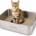 Stainless Steel Litter Box for Cats, 23.6" x 15.74" x 5.9", Metal Cat Litter Box with High Sides, Non-Stick, Odor Free, Easy to Clean Litter Pan for Indoor Cats, Big Cats, Rabbits and Multi Cat Homes