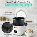 Rice Robot Personal Rice Cooker, PFAS-free, Nonstick. 1 Quart Capacity, with Stainless Steel Steamer Tray, Measuring Cups, Recipe Book with 60 Recipes, and Serving Spoon, As Seen On TV