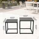 Meluvici Patio Outdoor Coffee Table Set of 2, Weather Resistant Steel Square End Tables, Outdoor Nesting Tables for Patio, Balcony, Bistro and Indoor, Black (Black)