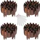 Soaoo 4 Pack Wood Garden Edging Border Outdoor Landscape Edging Flexible Decorative Garden Fence Border with White Gloves for Lawn Yard Tree Flower Bed Pathway (Brown)