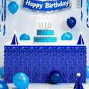 cyxevous Tinsel Table Skirt Purple Pink Blue Foil Fringe Table Decoration for Movie Hunters Party Decorations (29.5 * 108 inch)