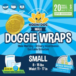 Bodhi Dog Disposable Male Dog Diapers - Super Absorbent, Leak-Proof Pee Wraps - Adjustable Fit, Comfortable Design, Advanced Moisture Control, and Wetness Indicator - Small (20 Count)
