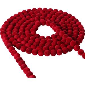 9 FT Christmas Garland Decorations 16 MM Flocking Beads Velvet String Strand Beaded Garland for Christmas Tree Ornaments Farmhouse Mantel Tablescape Home Window Wreath Decor  (Red)