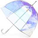 totes Adult Clear Bubble Umbrella with Dome Canopy and Lightweight Wind and Rain Protection (Adults - 51" Canopy, Iridescent)
