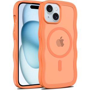 Magnetic for iPhone 15 Case, [Compatible with MagSafe] [Military Grade Drop Protection] Translucent Matte Shockproof Anti-Scratch Phone Cover (Orange)