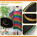 Unittype 6 Pcs Mxeican Costume Set Sombrero Hat Serape Poncho Mustache Maracas Fiesta Outfit Mexco Accessories