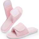 NineCiFun Adjustable Slippers for Women with Hook & Loop Strap - Open Toe Breathable House Shoes, Memory Foam, Non-Slip Indoor Outdoor