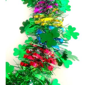 33Ft St Patrick's Day Tinsel Twist Garland Decorations Shiny Thick Shamrock Metallic Foil Wreath for St Patricks Day Irish Festival Party Parade Floats and Other Holidays Hanging Decor Supplies