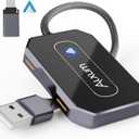 Alxum Wireless AA Adapter - Convert Wired to Wireless for Android Auto, Dual Connection Design, Online Upgrade Only, Supports AA 12+ (5 inch, ink)