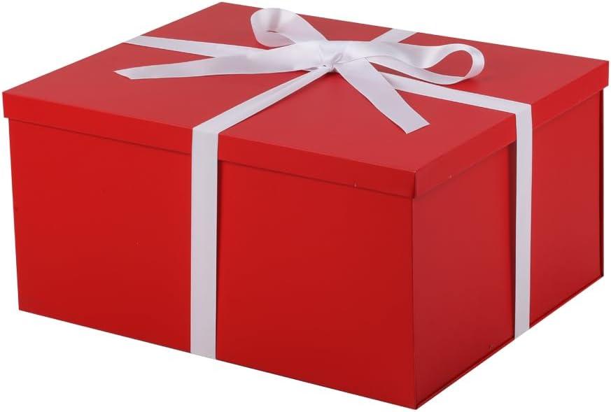 UoeRing 1Pcs Red Extra Large gift box with lids 16.5138 Inches gift boxes for presents,Birthday Box (include Ribbon, Paper Shred Filler Gift Card & Envelopes)