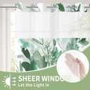 Litabel Small No Hook Sage Watercolor Floral Shower Curtain and Liner Set, Flower Shower Curtains with Snap in Liner for Summer Green Bathroom Decor, Botanical Waterproof Shower Curtain Set,36x74