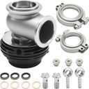 Hoypeyfiy 38mm External Wastegate, Black Turbo Pressure Relief Valve Compatible with TiAL MVS, Includes V-Band and Flanges, Dual Spring 8 PSI / 14 PSI