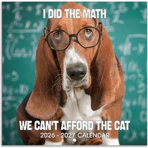 2026-2027 Wall Calendar - Funny Dogs Wall Calendar 2026-2027, Jul. 2026 - Dec. 2027, 12" x 24" (Open), 18-Month Calendar, Dog Calendar, Unruled Blocks, Thick Paper, Hanging Hole, Holidays
