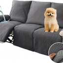 Deep Dream 100% Waterproof Recliner Covers, Non Slip Recliner Sofa Covers for 3 Seat Reclining Sofa, Split Reclining Couch Covers 3-Piece, Washable Sofa Slipcover for Kids Pets(3 Seater, Grey)